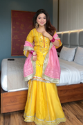 Eloriya Naumya Neon Yellow Sharara Suit Set - XL [42] | Eloriya India