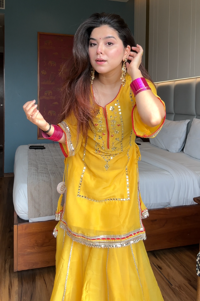 Eloriya Naumya Neon Yellow Sharara Suit Set - 3XL [46] | Eloriya India