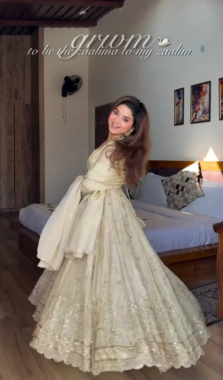 Eloriya Sanskruti's Luxury Chinon Silk Elegant Anarkali Suit Set - 2XL [44] | Eloriya India