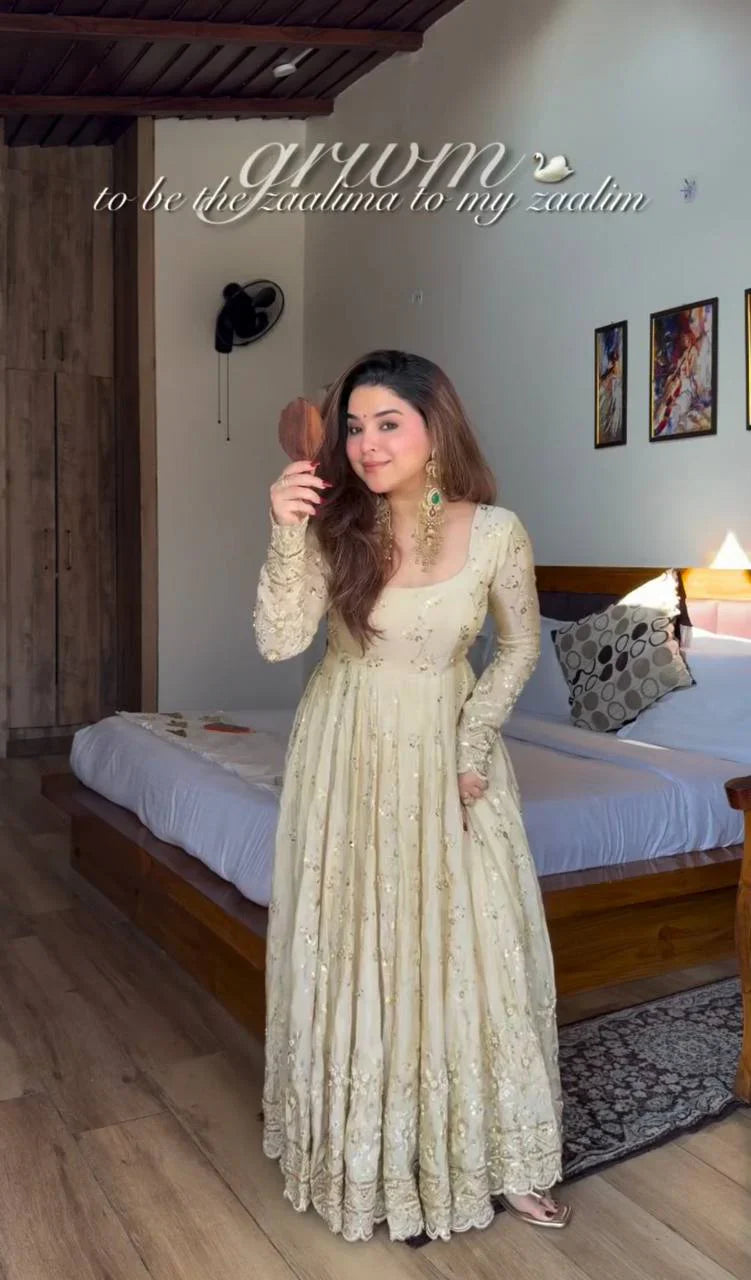 Eloriya Sanskruti's Luxury Chinon Silk Elegant Anarkali Suit Set | Eloriya India