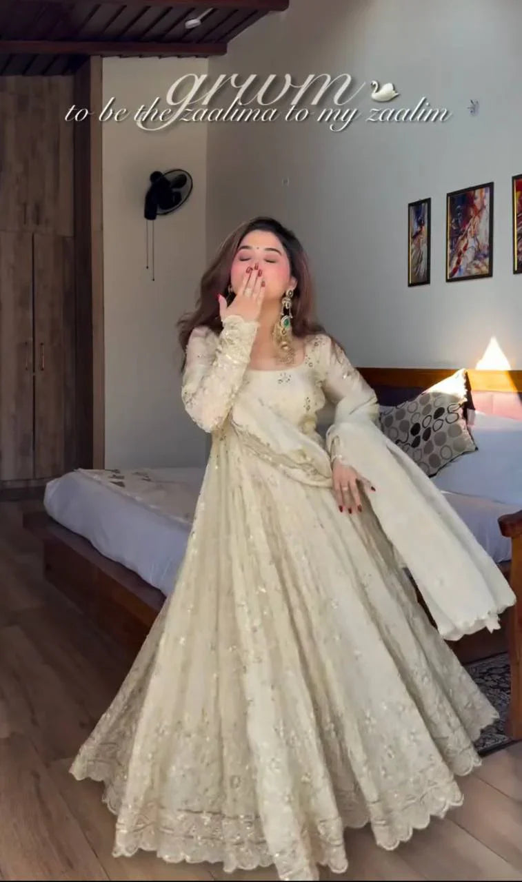 Eloriya Sanskruti's Luxury Chinon Silk Elegant Anarkali Suit Set - S [36] | Eloriya India