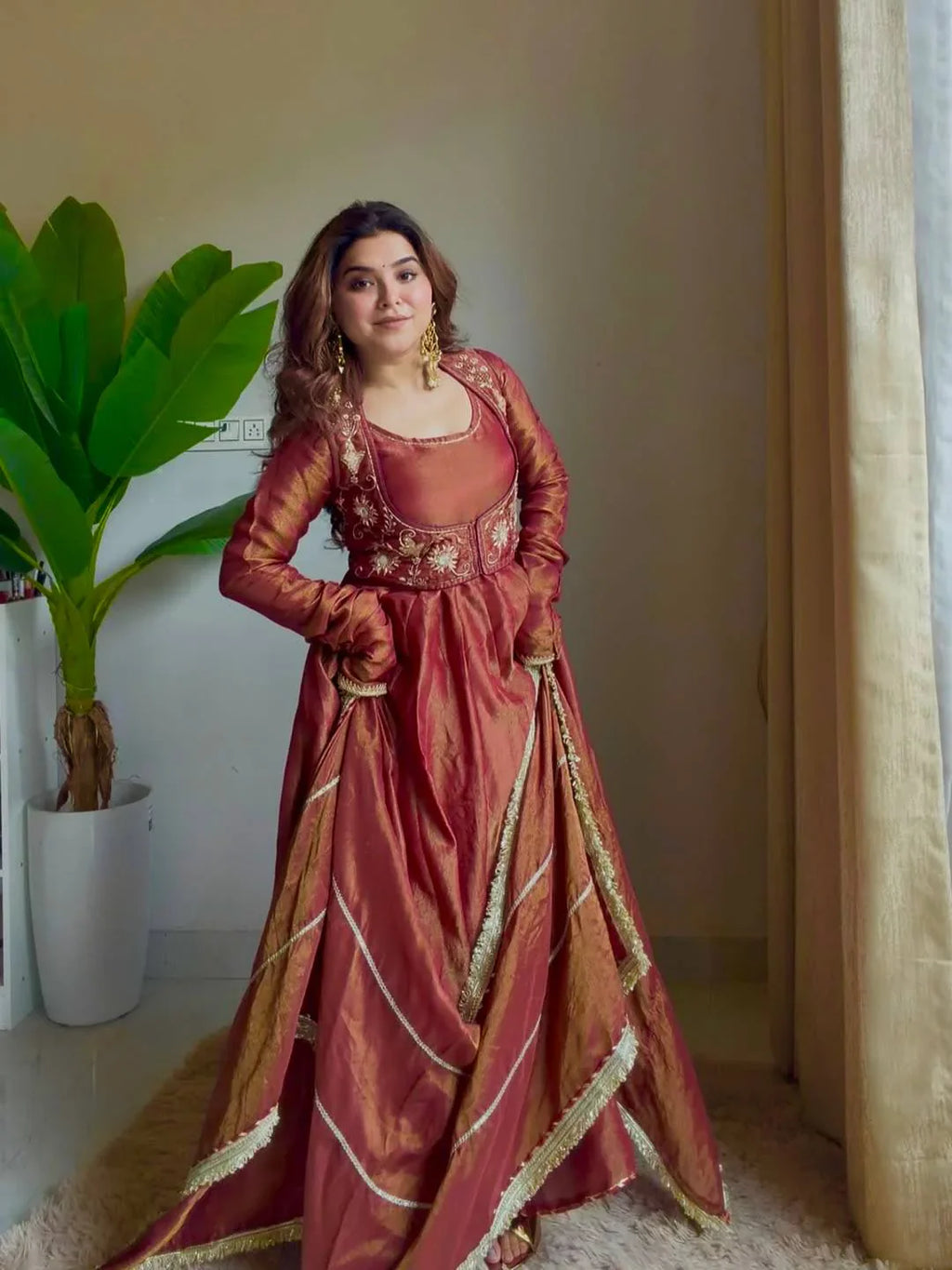 Eloriya Mita Heavy Traditional Embroidered Koti Anarkali Suit Set - XS [34] | Eloriya India