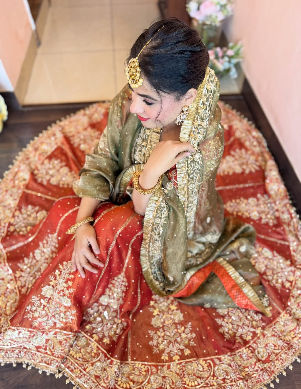 Eloriya Orange Shades Premium Quality Anarkali Suit Set - M [38] | Eloriya India