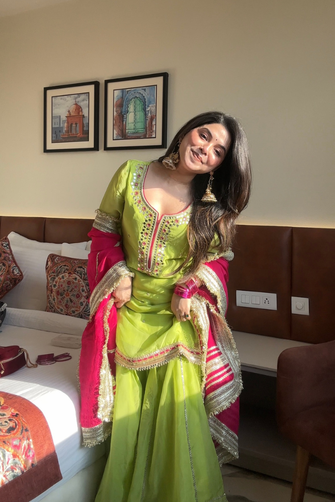 Eloriya Saumya Neon Sharara Suit Set - S [36] | Eloriya India