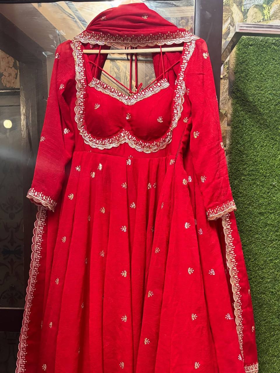 Eloriya Classic Red Karva Chauth Special Anarkali Suit Set | Eloriya India