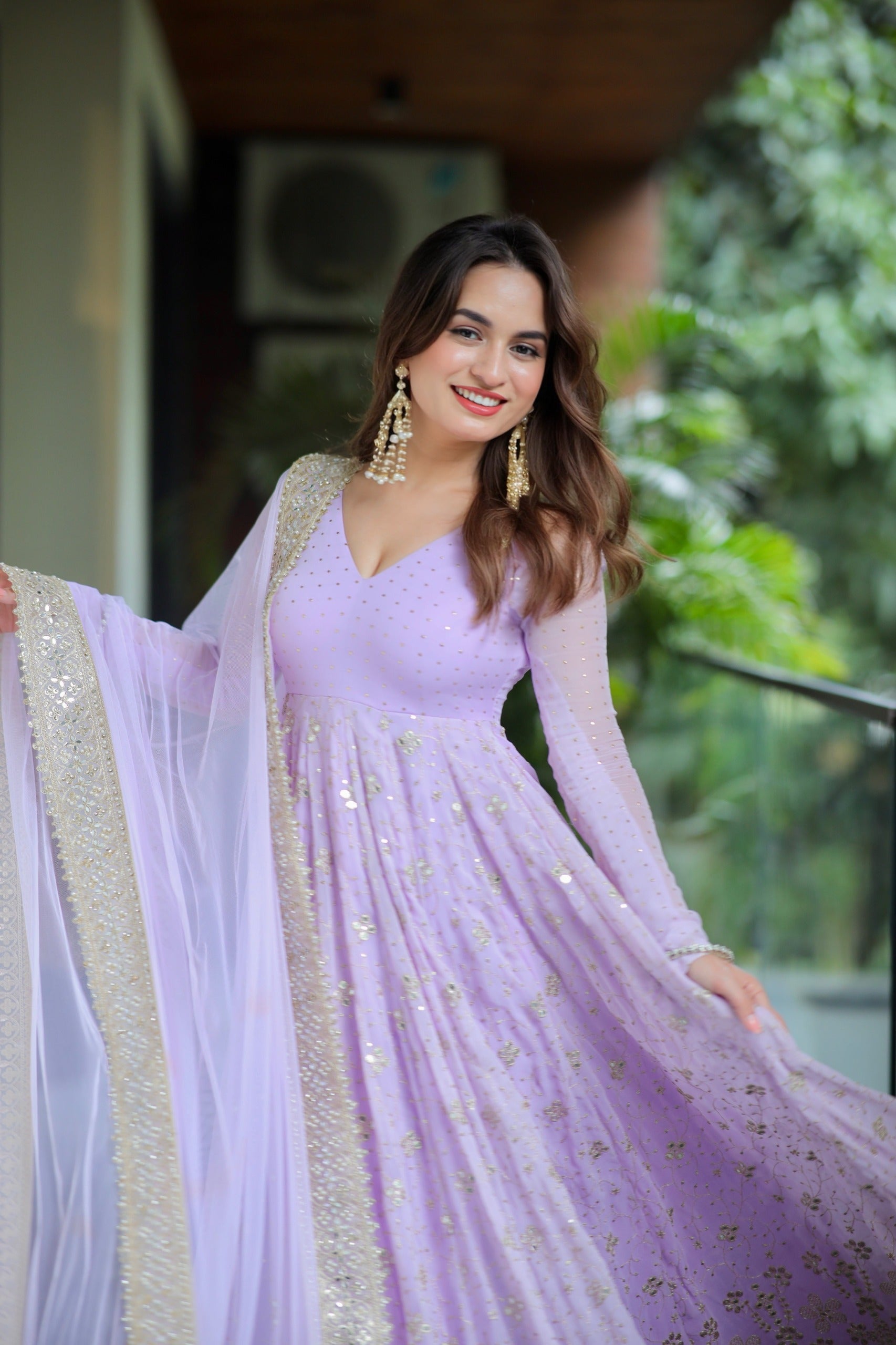 Eloriya Pridha Purple Anarkali Suit Set - L [40] | Eloriya India