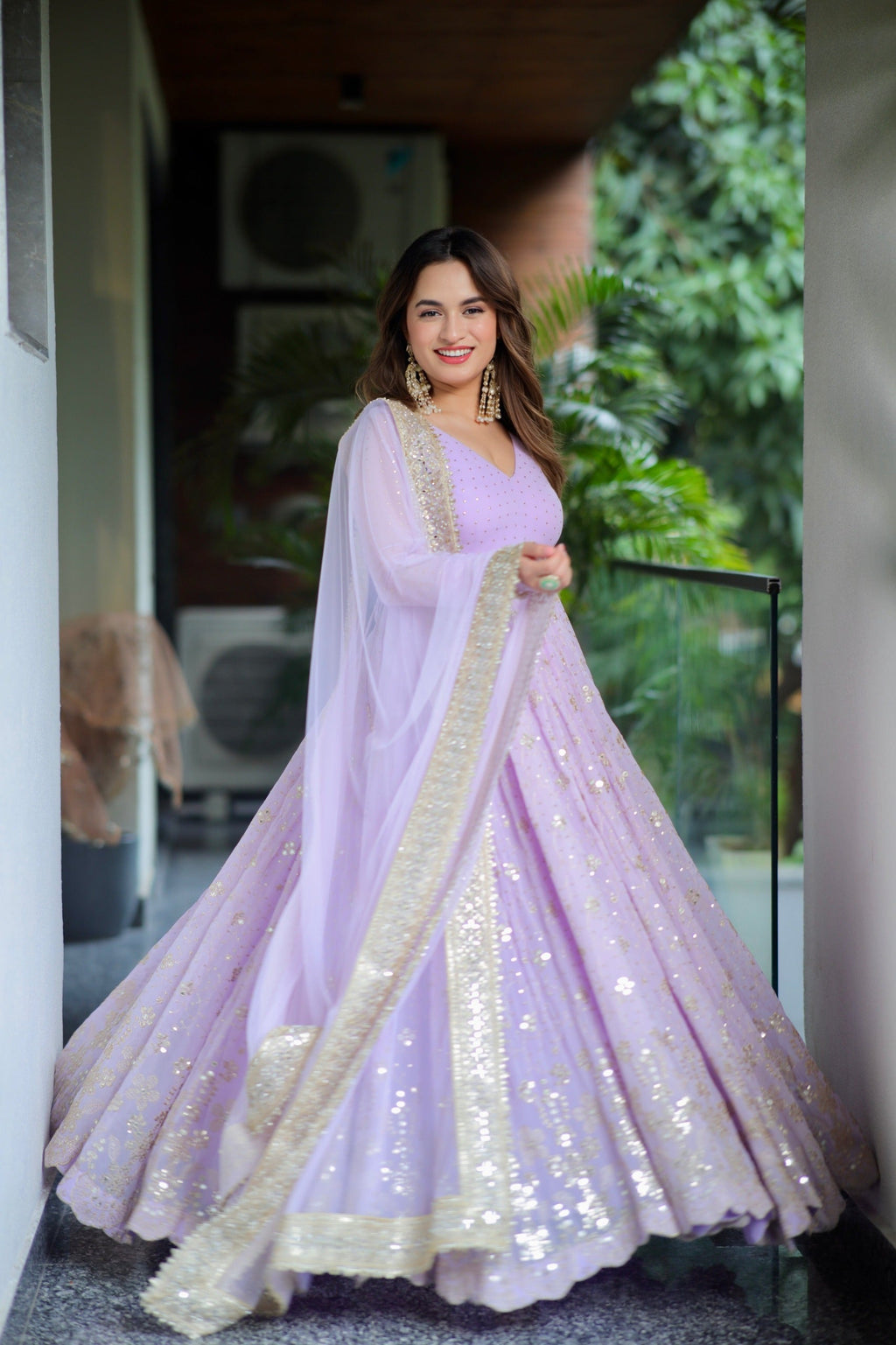 Eloriya Pridha Purple Anarkali Suit Set - XS [34] | Eloriya India