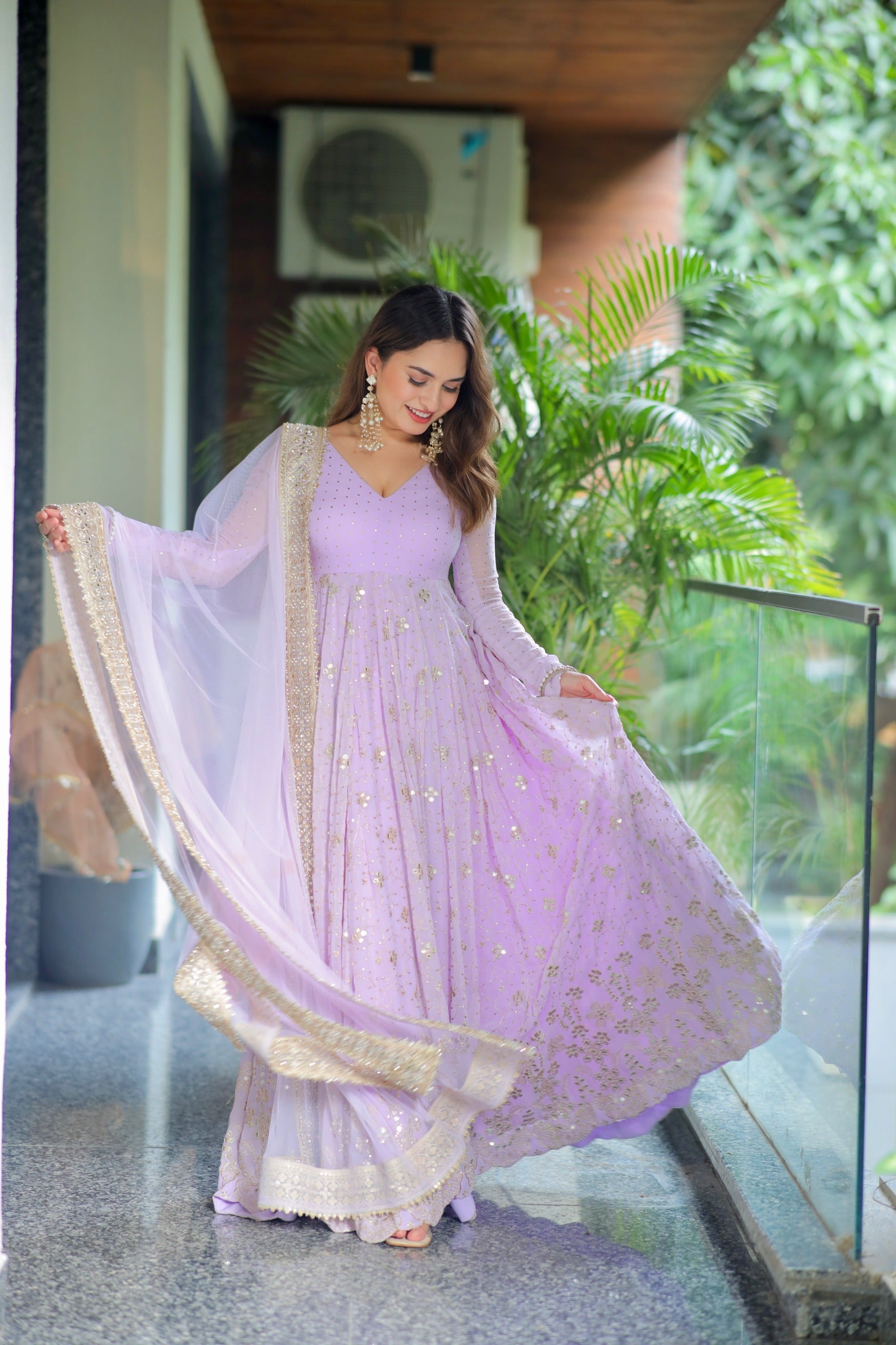 Eloriya Pridha Purple Anarkali Suit Set - M [38] | Eloriya India