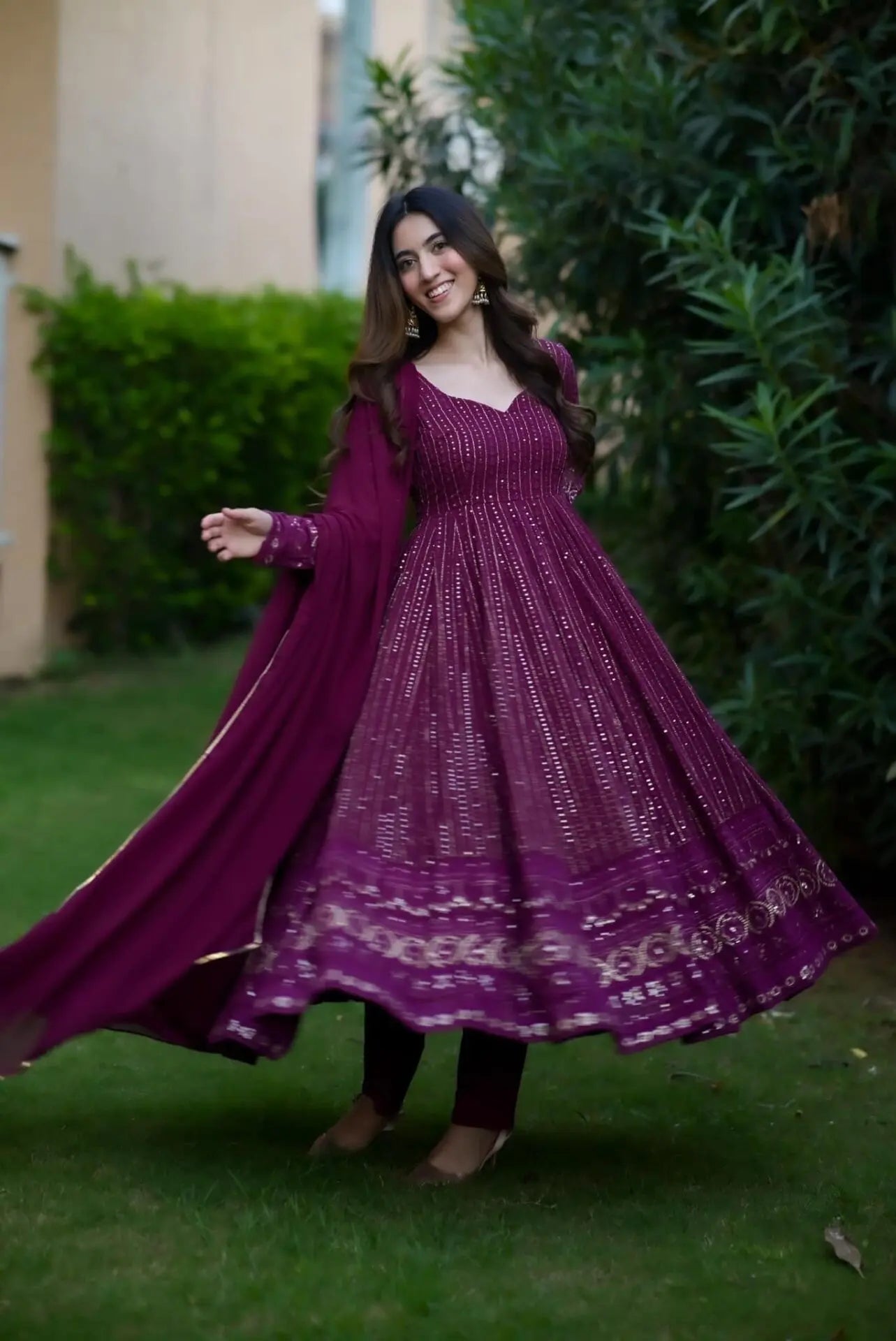 Eloriya Navya Purple Embroidered Suit Set 6039 - XS [34] | Eloriya India