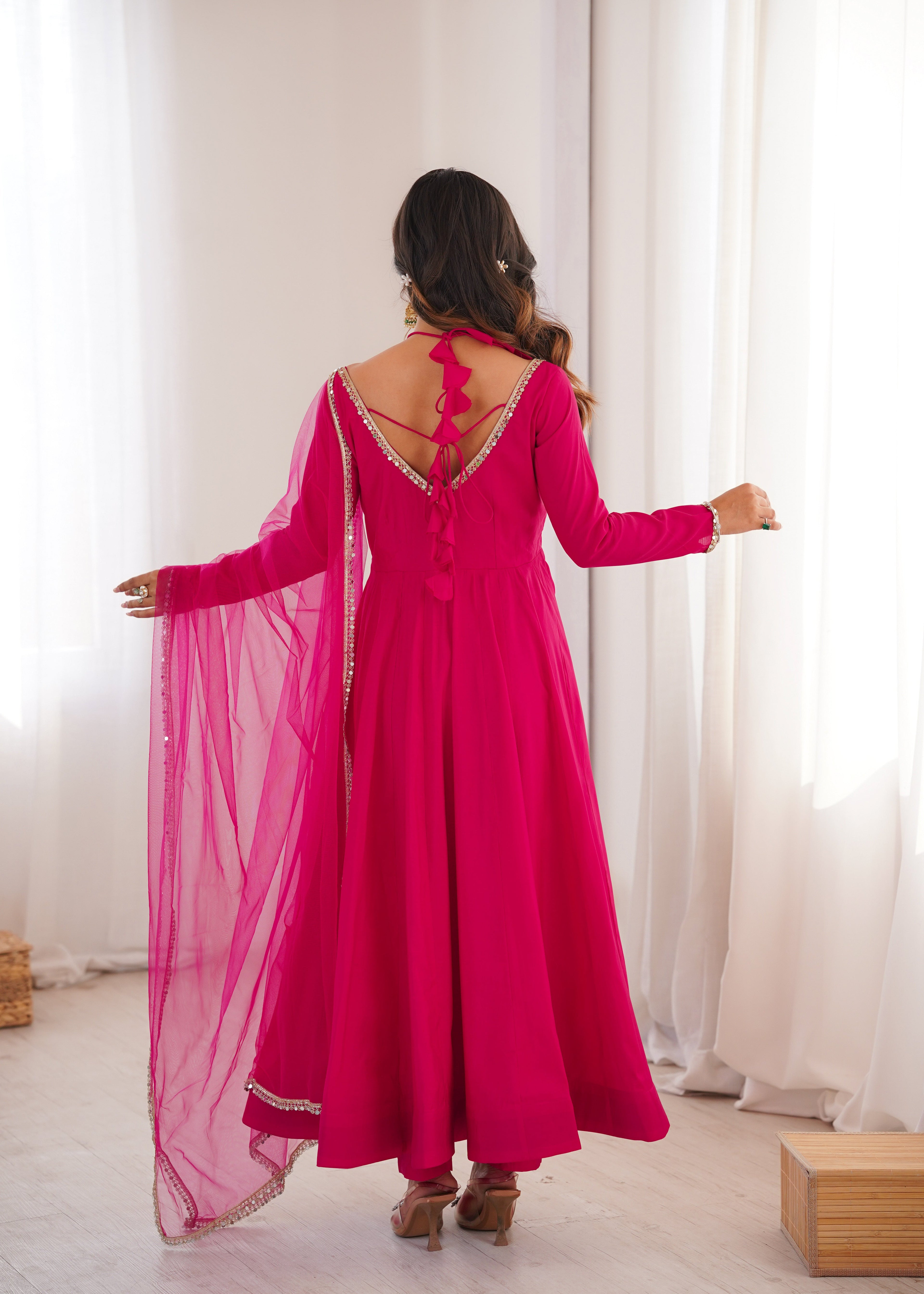 Eloriya Premium Pink Anarkali Suit Set - 2XL [44] | Eloriya India