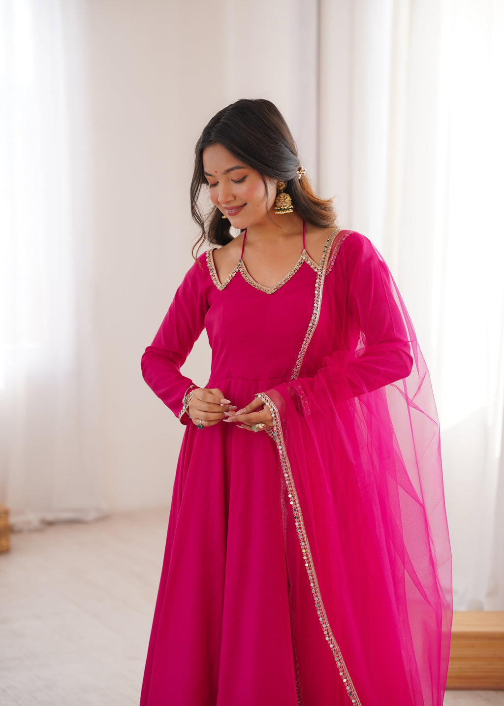 Eloriya Premium Pink Anarkali Suit Set | Eloriya India
