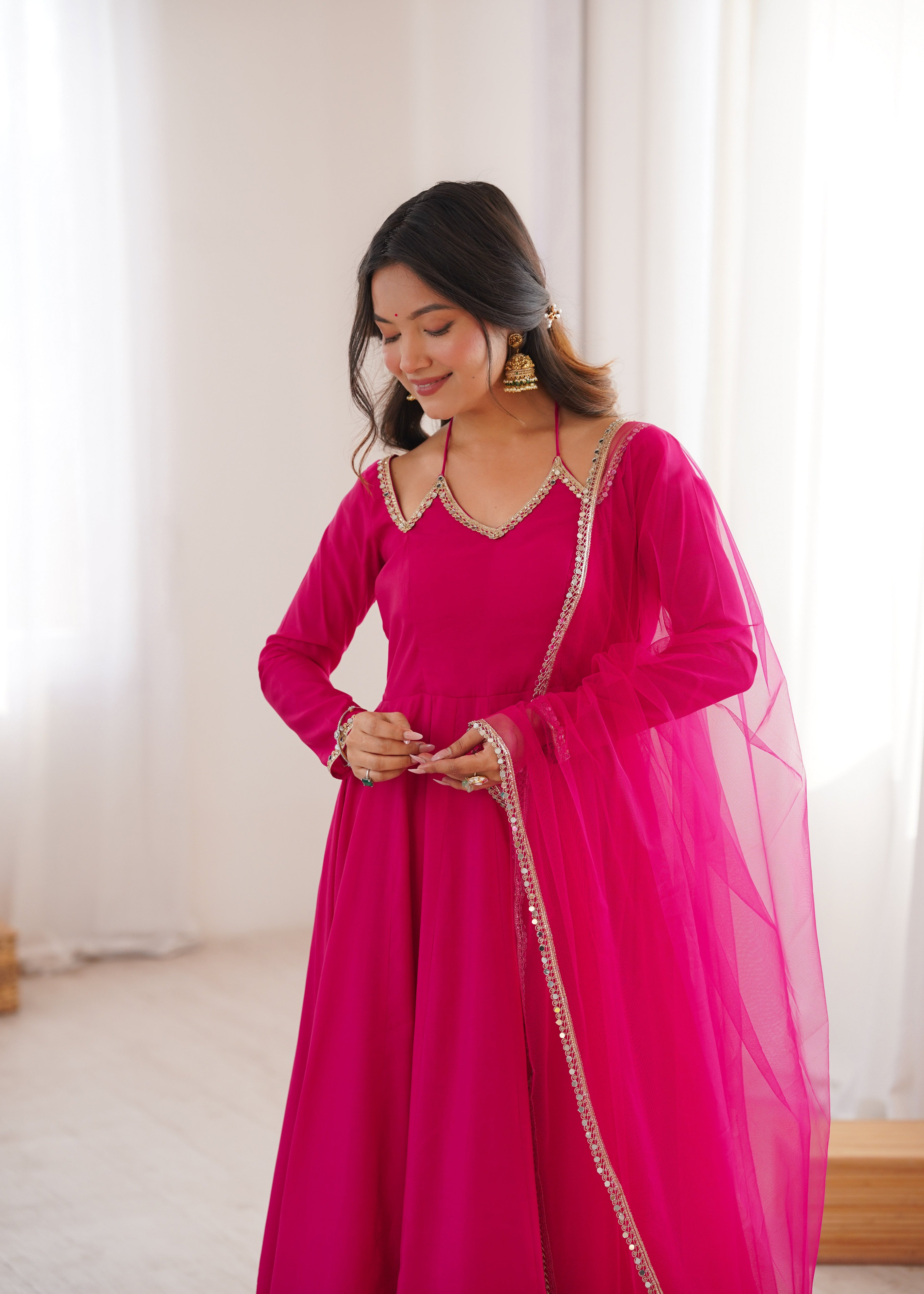 Eloriya Premium Pink Anarkali Suit Set | Eloriya India
