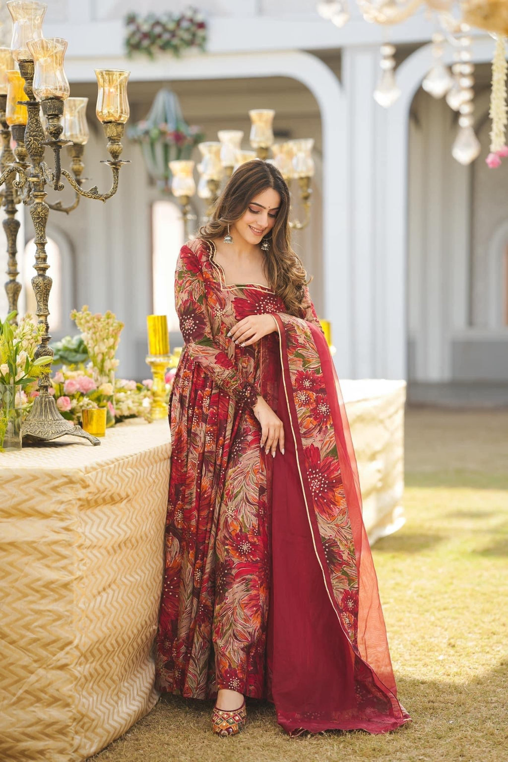 Eloriya Salisha Premium Quality Maxi Anarkali Suit Set - L [40] | Eloriya India