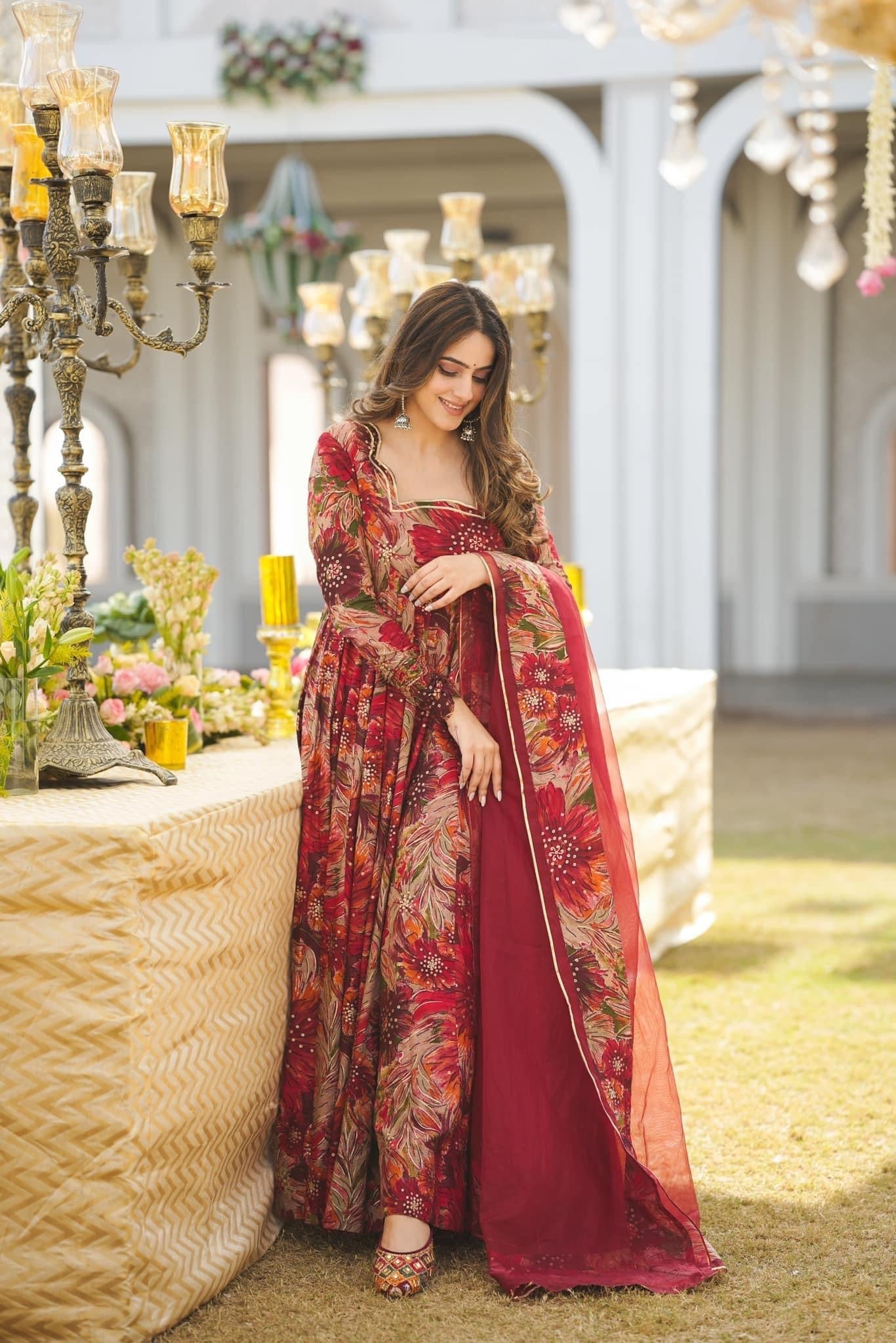 Eloriya Salisha Premium Quality Maxi Anarkali Suit Set - L [40] | Eloriya India