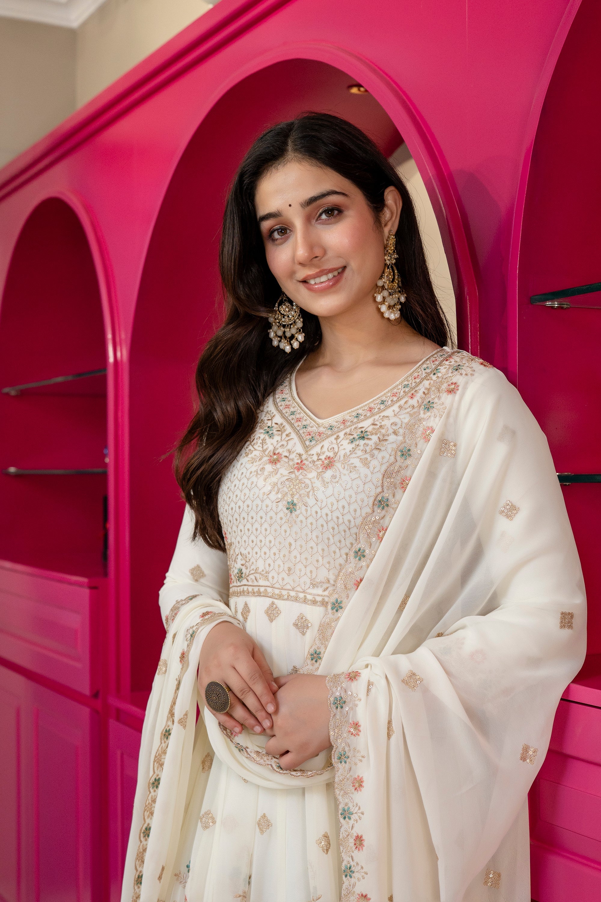 Eloriya Premium Designer Soft Pastel Anarkali Suit Set - XL [42] | Eloriya India