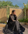 Eloriya Adeena Black Faux Blooming Anarkali Style Sharara Suit Set - XS [34] | Eloriya India