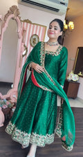 Eloriya Prachi Green Heavy Vichitra Royal Elegant Suit Set - XS [34] | Eloriya India
