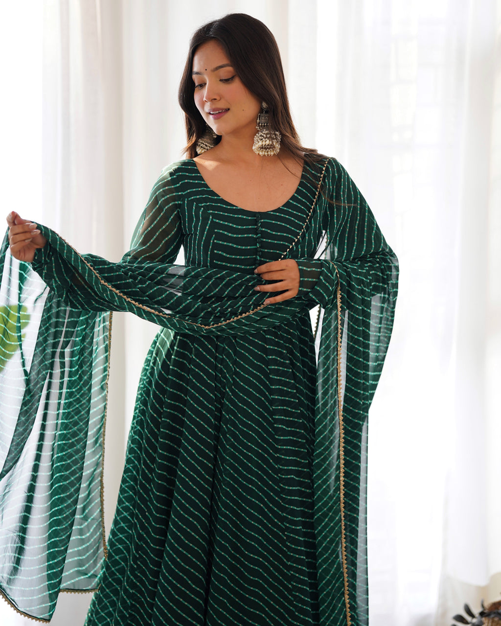 Eloriya Premium Quality Silk Gown Anarkali Suit Set - S(36) | Eloriya India