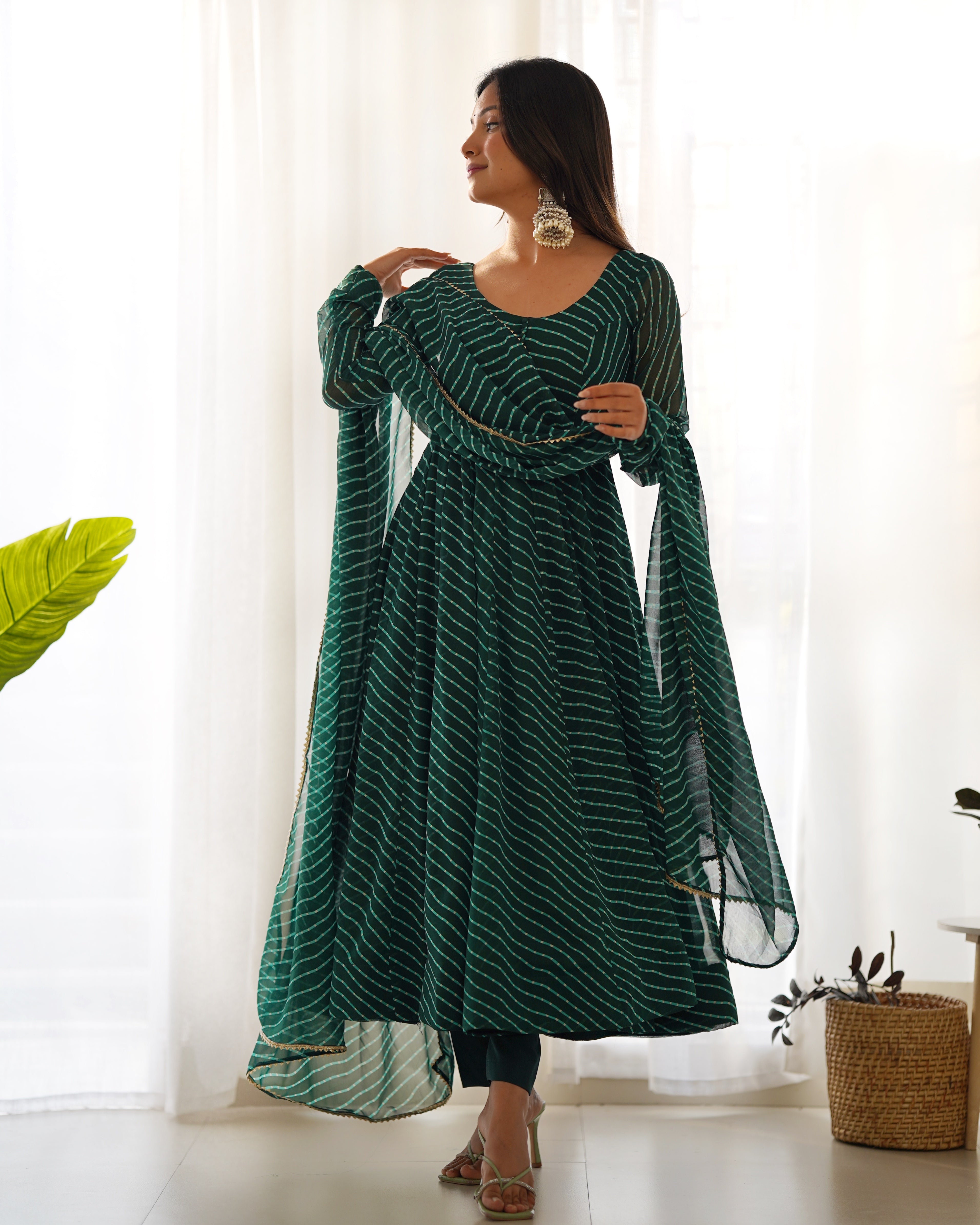 Eloriya Premium Quality Silk Gown Anarkali Suit Set - M(38) | Eloriya India