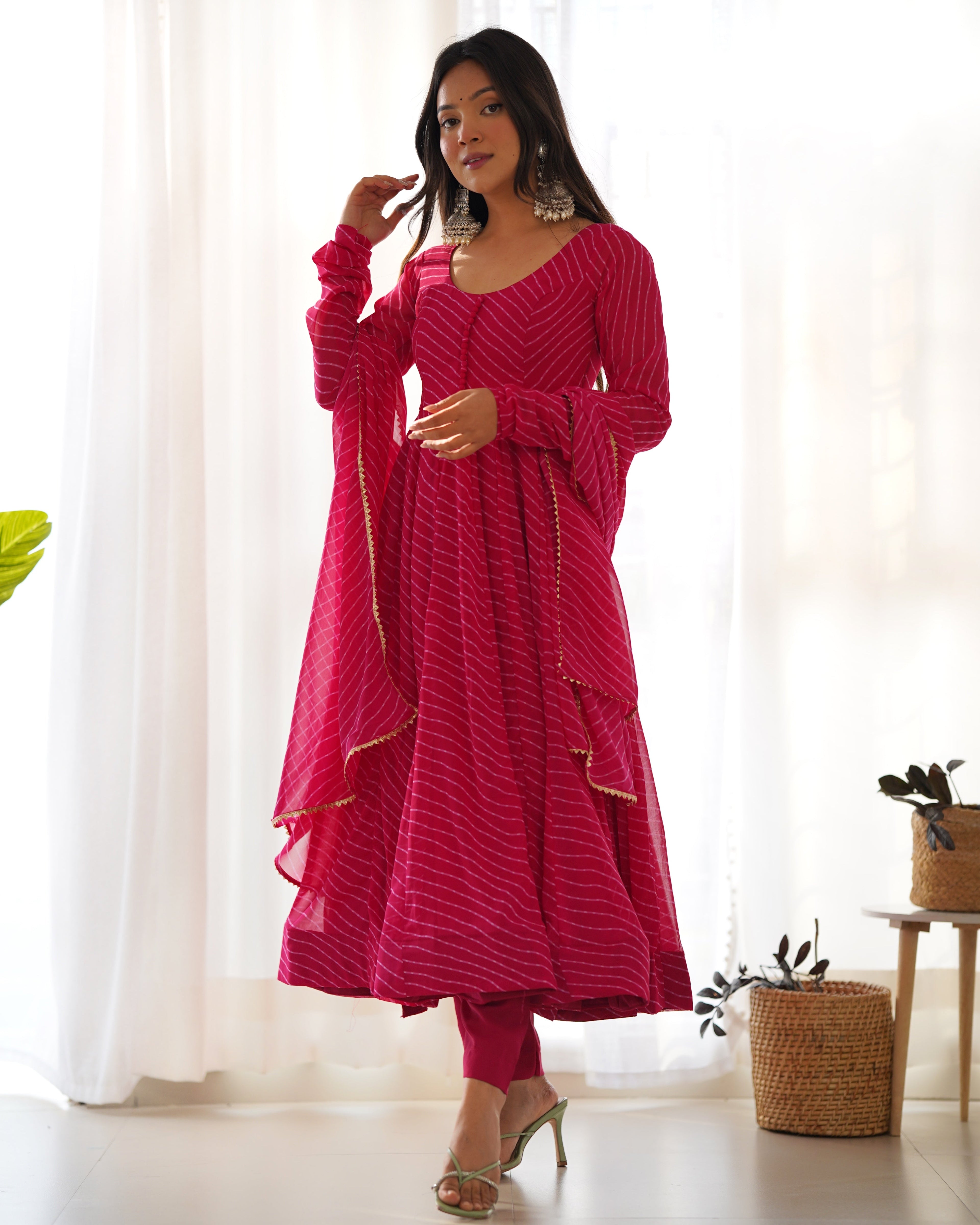 Eloriya Premium Quality Silk Gown Anarkali Suit Set - XL(42) | Eloriya India