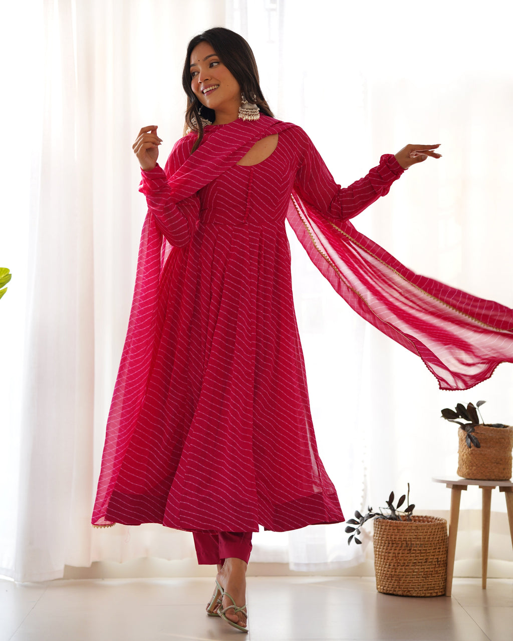 Eloriya Premium Quality Silk Gown Anarkali Suit Set - L(40) | Eloriya India