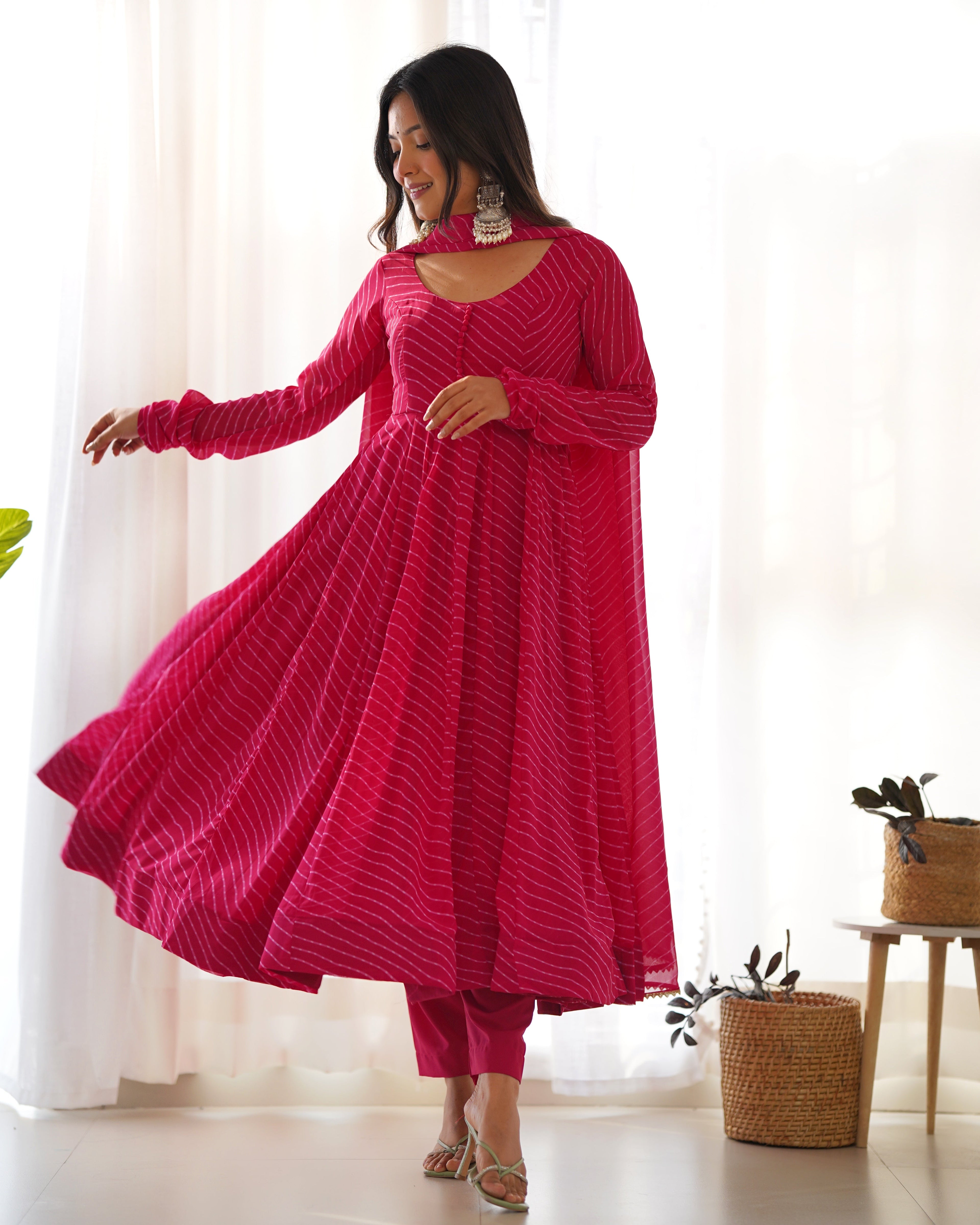 Eloriya Premium Quality Silk Gown Anarkali Suit Set - S(36) | Eloriya India