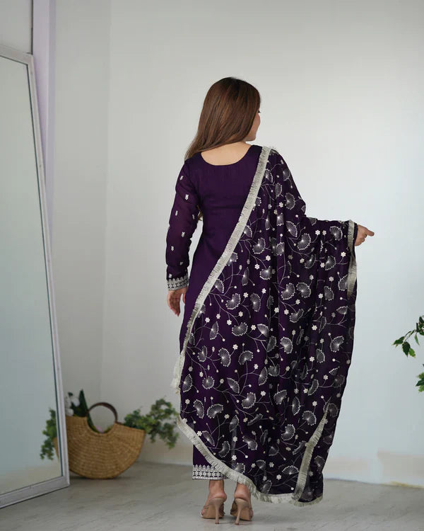 Eloriya Premium Quality Suit Set - Purple | Eloriya India