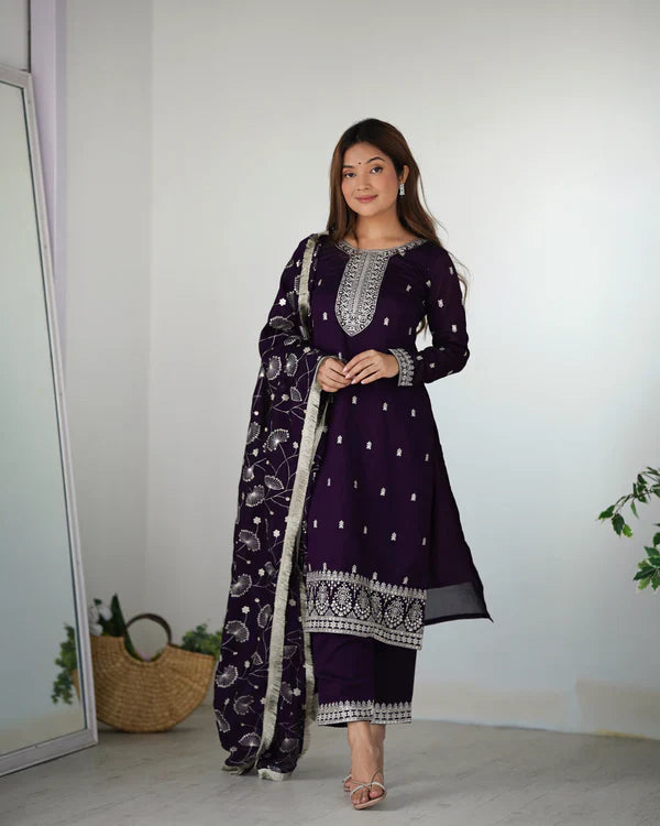 Eloriya Premium Quality Suit Set - Royal Purple | Eloriya India
