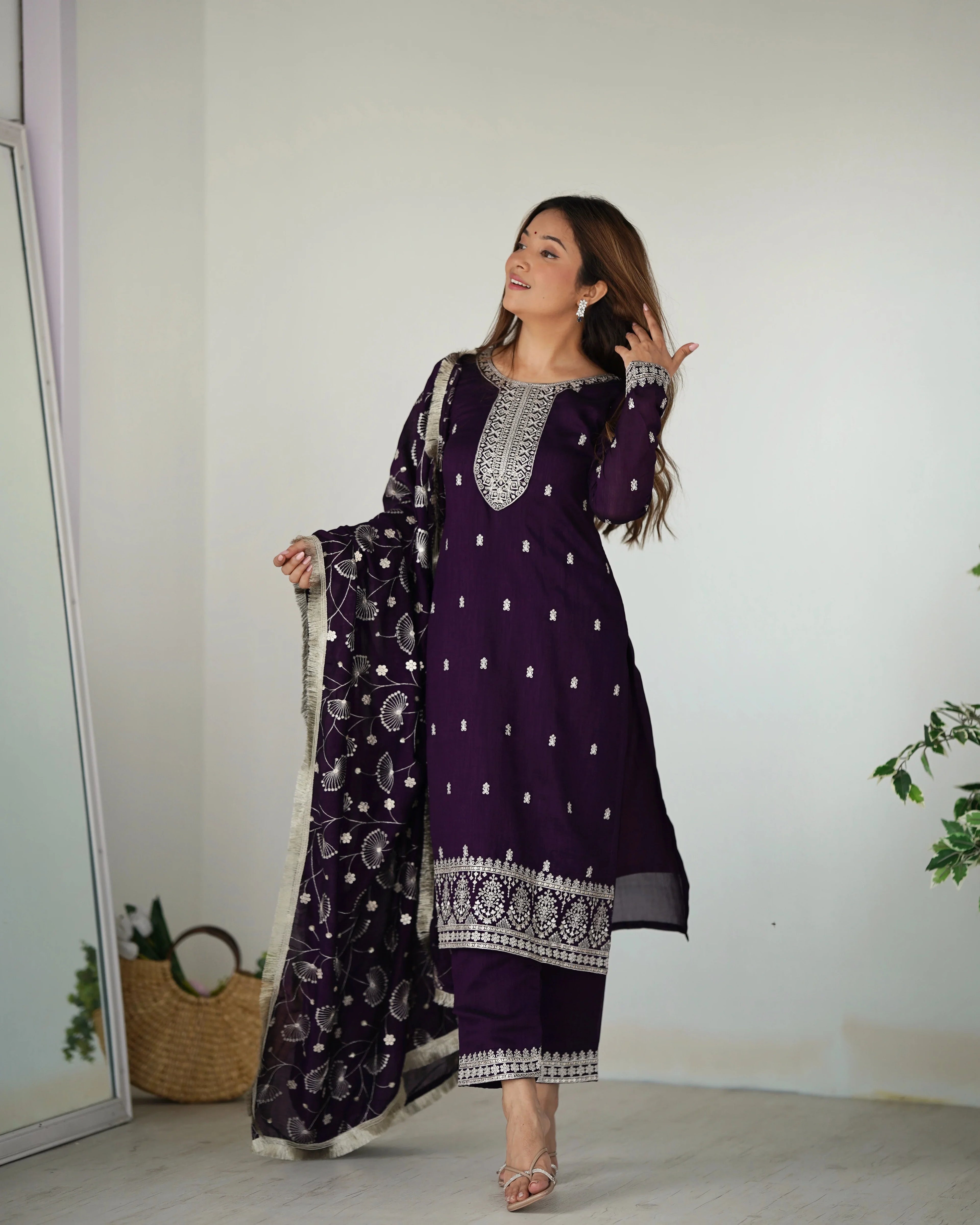 Eloriya Purple Color Premium Quality Suit Set Dt -273 - Purple | Eloriya India