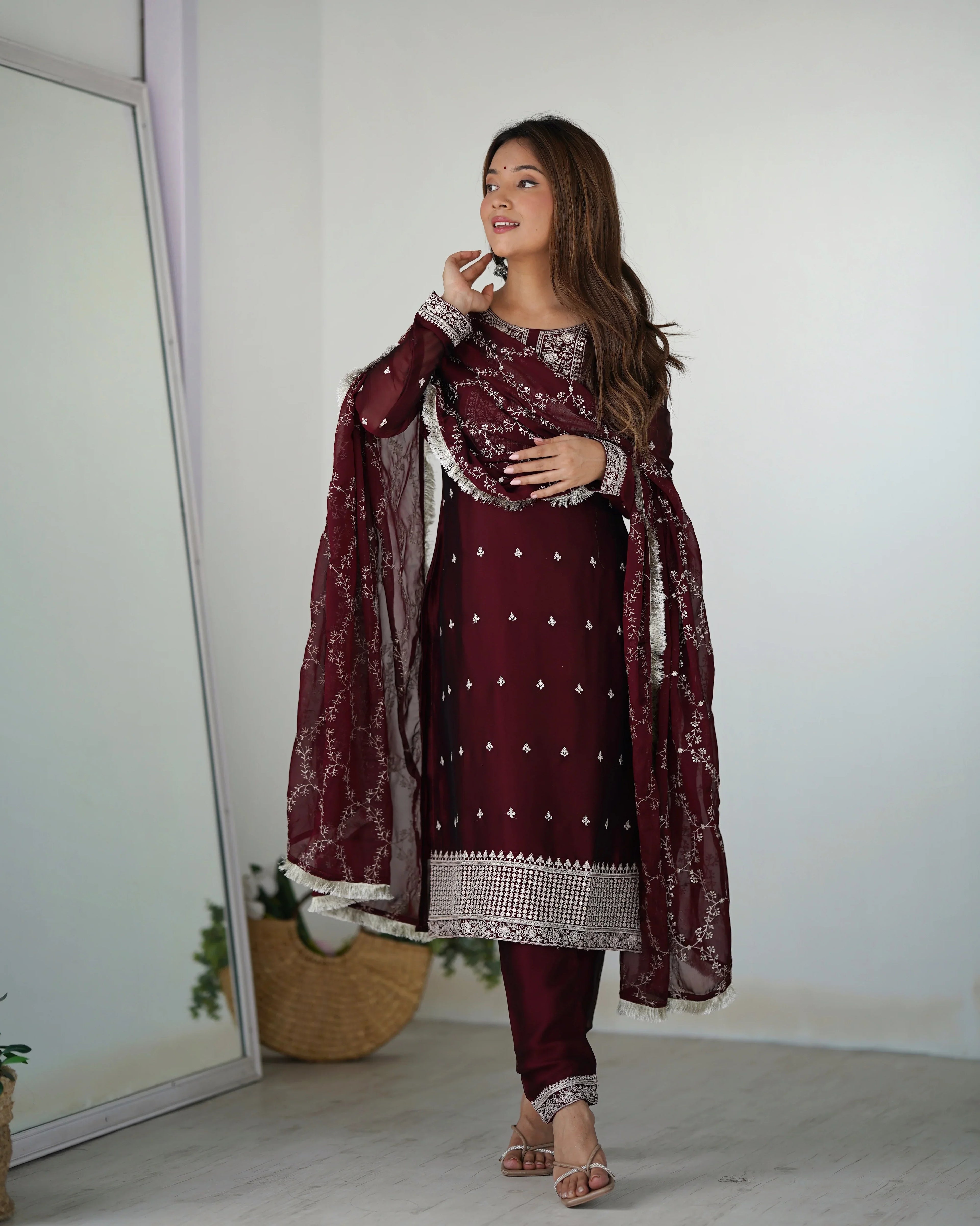 Eloriya Maroon Color Premium Quality Suit Set Dt -273 | Eloriya India
