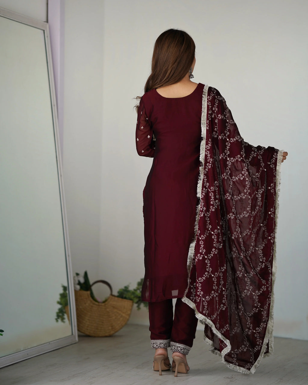 Eloriya Premium Quality Suit Set - MEHROON | Eloriya India