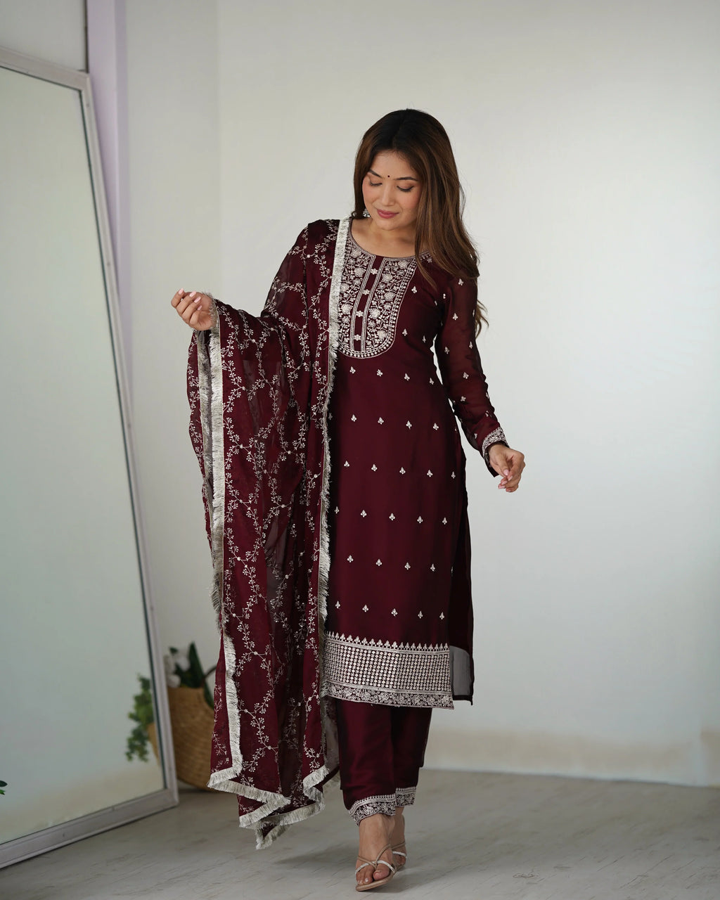 Eloriya Maroon Color Premium Quality Suit Set Dt -273 - MEHROON | Eloriya India