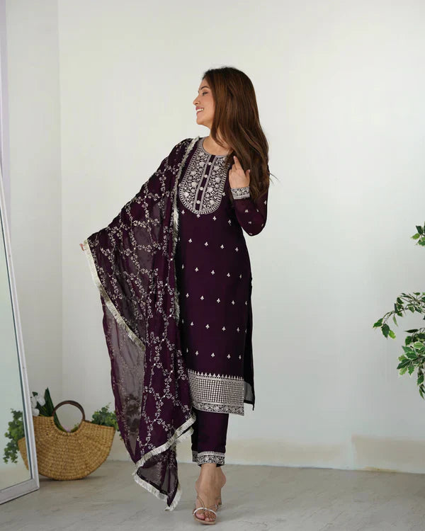 Eloriya Premium Quality Suit Set - Royal Purple | Eloriya India