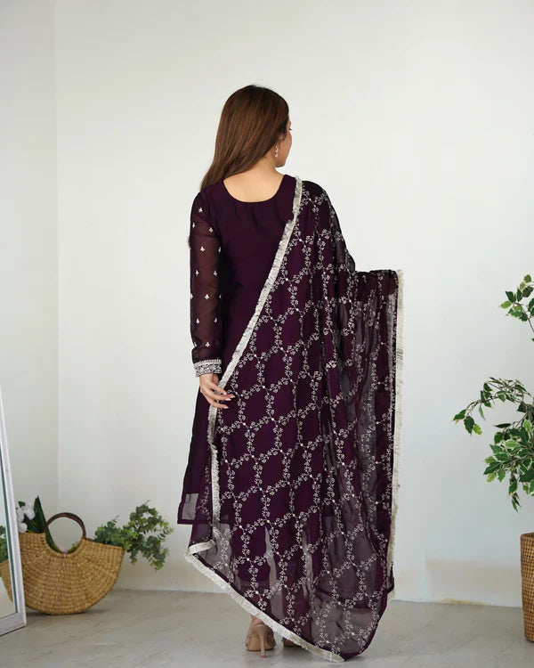 Eloriya Premium Quality Suit Set - Purple | Eloriya India