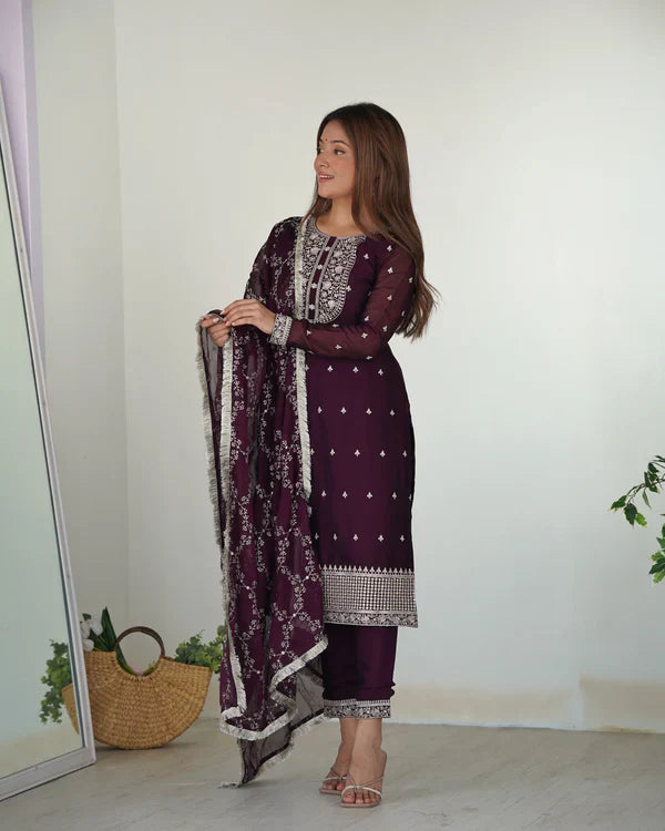 Eloriya Premium Quality Suit Set - Royal Purple | Eloriya India
