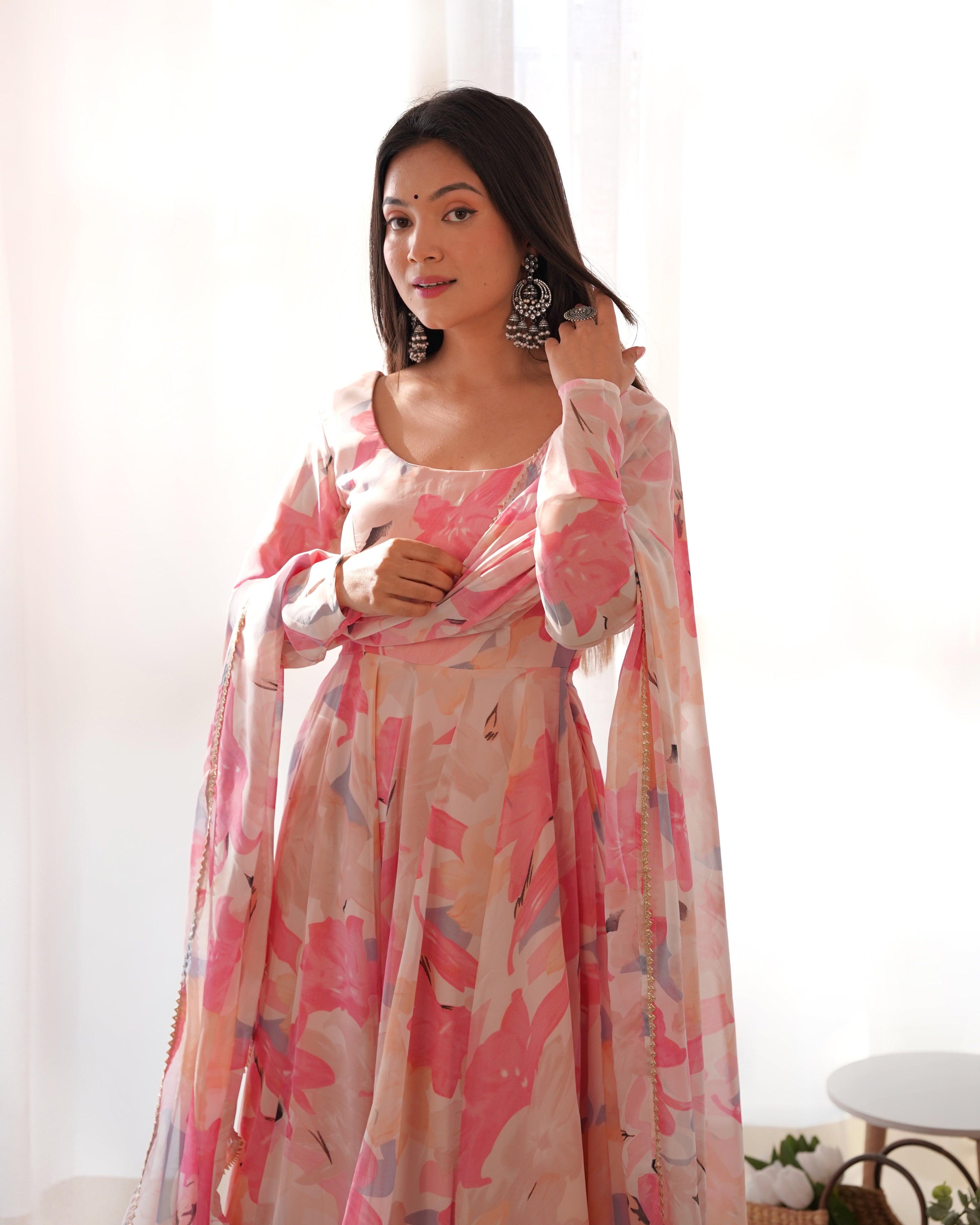 Eloriya Premium Quality Silk Gown Anarkali Suit Set - XL(42) | Eloriya India