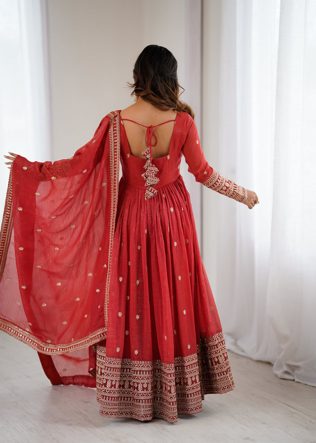 Eloriya Ruhani Red Premium Quality Anarkali Suit Set - S-[36] | Eloriya India