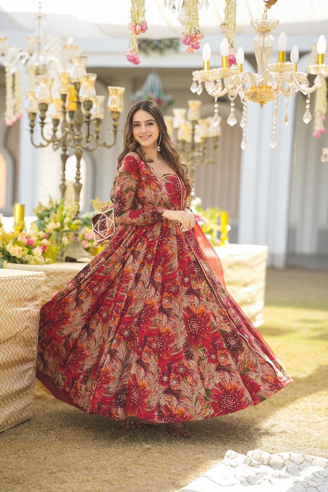 Eloriya Salisha Premium Quality Maxi Anarkali Suit Set - S [36] | Eloriya India