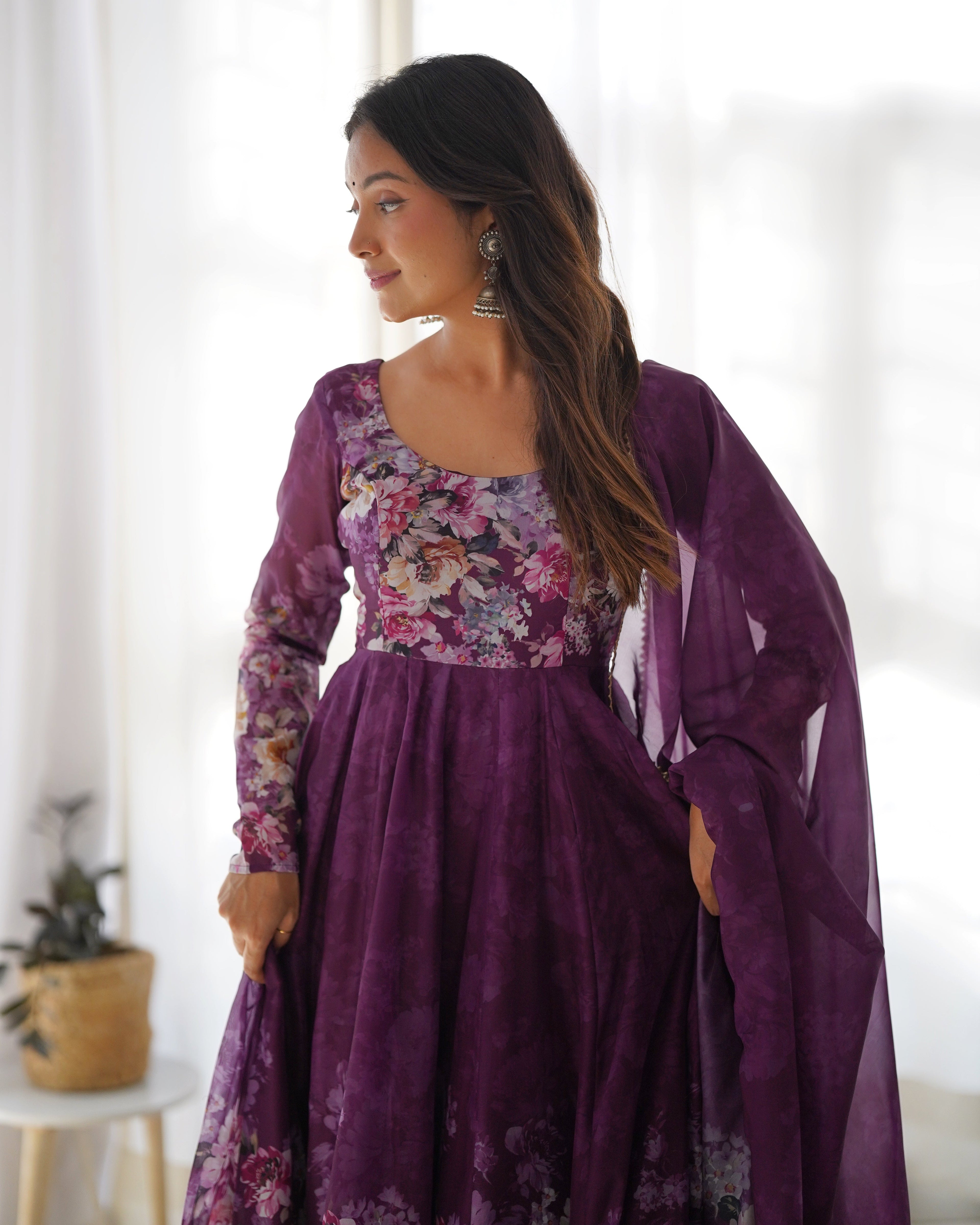 Eloriya Premium Quality Silk Gown Anarkali Suit Set | Eloriya India