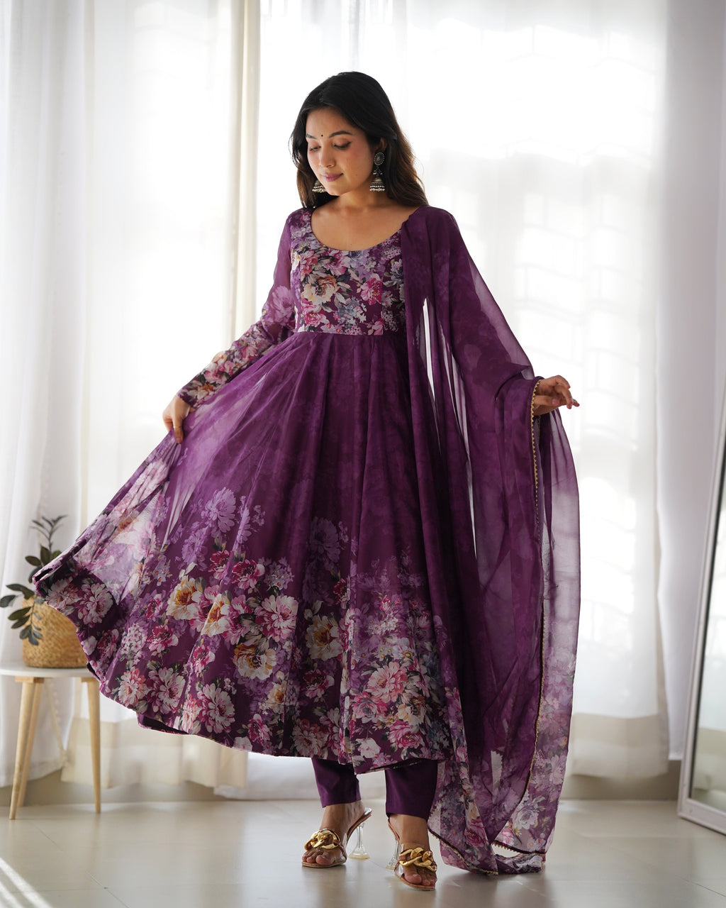 Eloriya Premium Quality Silk Gown Anarkali Suit Set | Eloriya India
