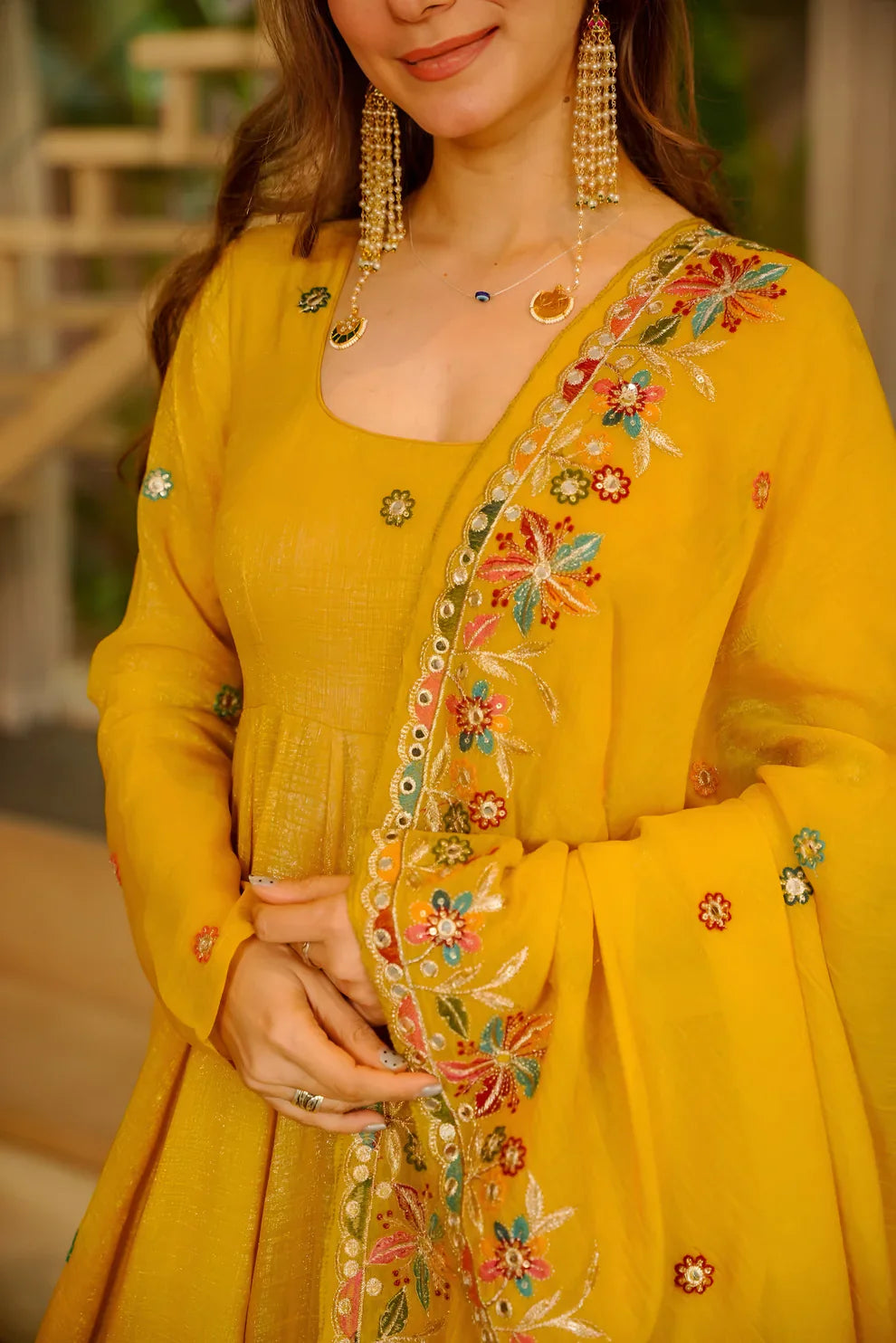 Eloriya Minaxi's Festive Special Yellow Flared Anarkali Suit Set - L [40] | Eloriya India