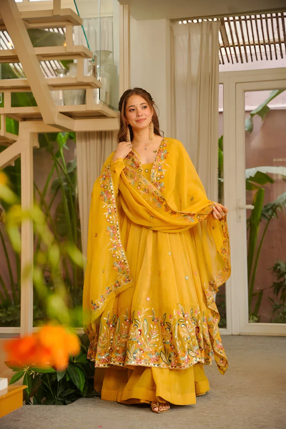 Eloriya Minaxi's Festive Special Yellow Flared Anarkali Suit Set - 3XL [46] | Eloriya India