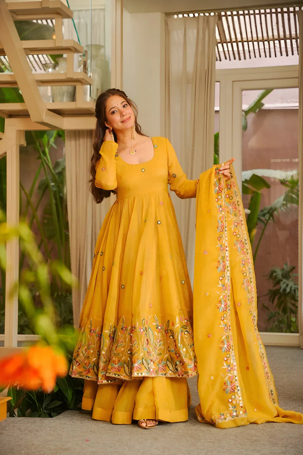 Eloriya Minaxi's Festive Special Yellow Flared Anarkali Suit Set - S [36] | Eloriya India