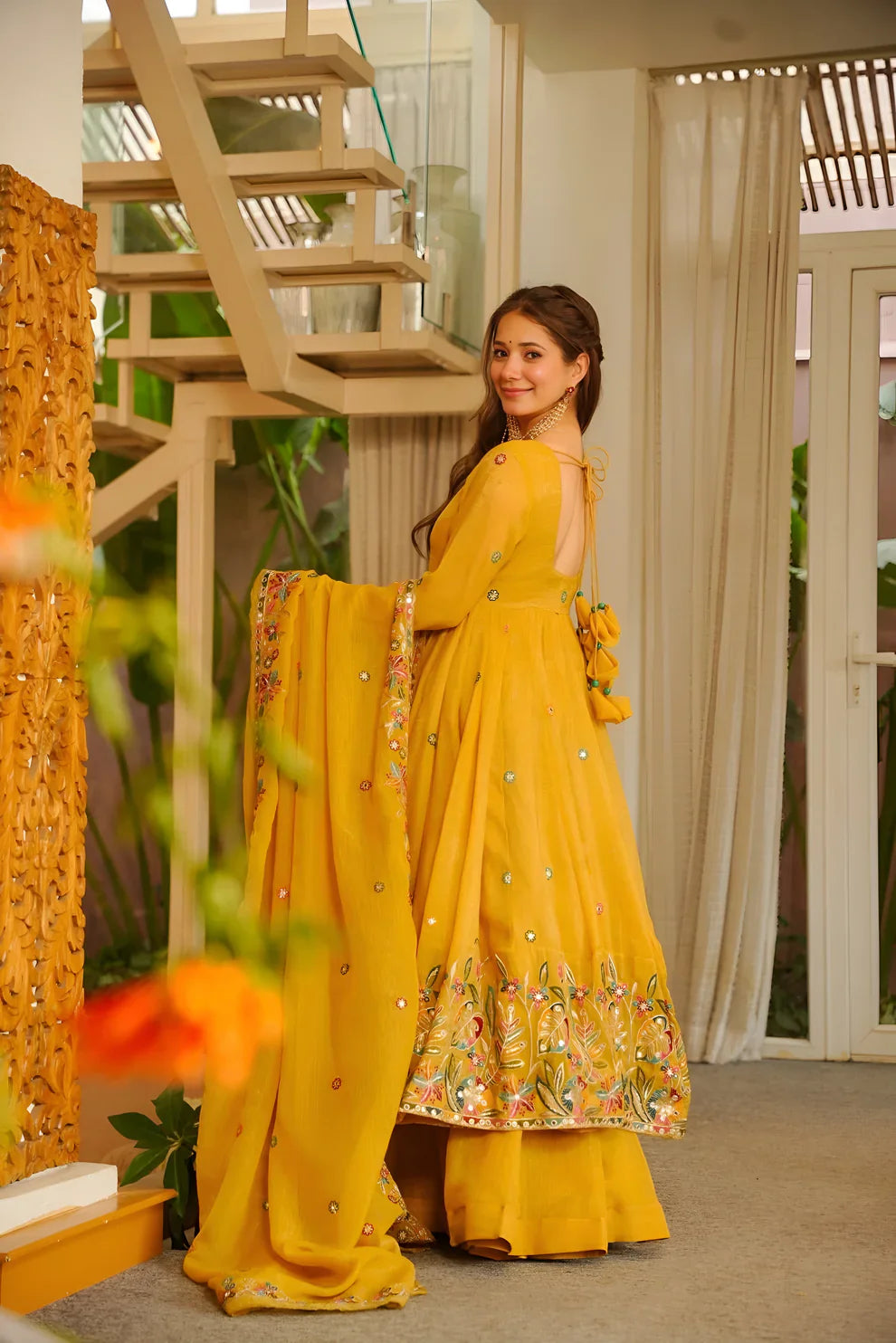 Eloriya Minaxi's Festive Special Yellow Flared Anarkali Suit Set - XL [42] | Eloriya India