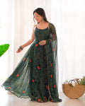 Eloriya Chiffon Green Coloured Anarkali Suit - M | Eloriya India
