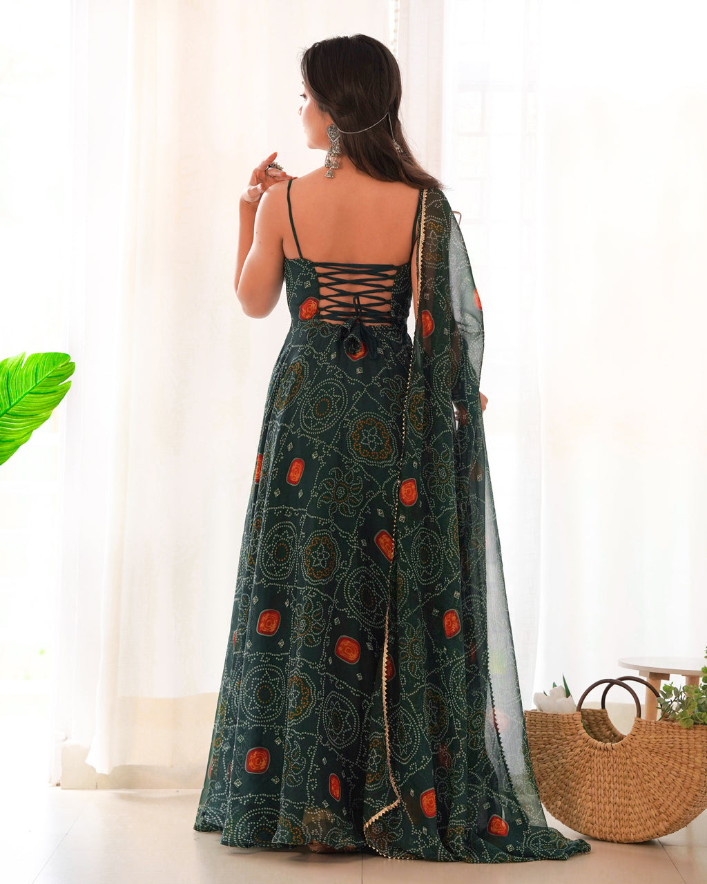 Eloriya Chiffon Green Coloured Anarkali Suit - XL | Eloriya India