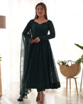 Eloriya Premium Quality Lukhnowi Green Suit Set - 2XL [44] | Eloriya India