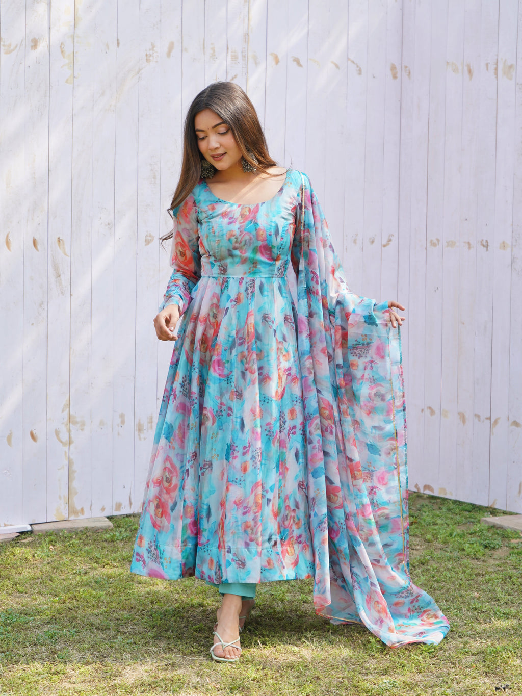 Eloriya Floral Organza Suit Set - S | Eloriya India