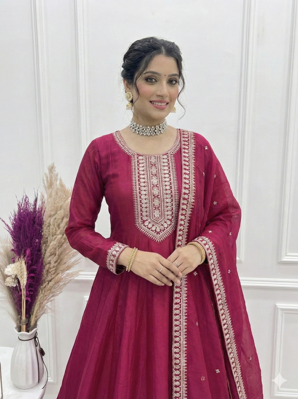 Eloriya Dark Piink Shades Premium Quality Anarkali Suit Set - XS [34] | Eloriya India