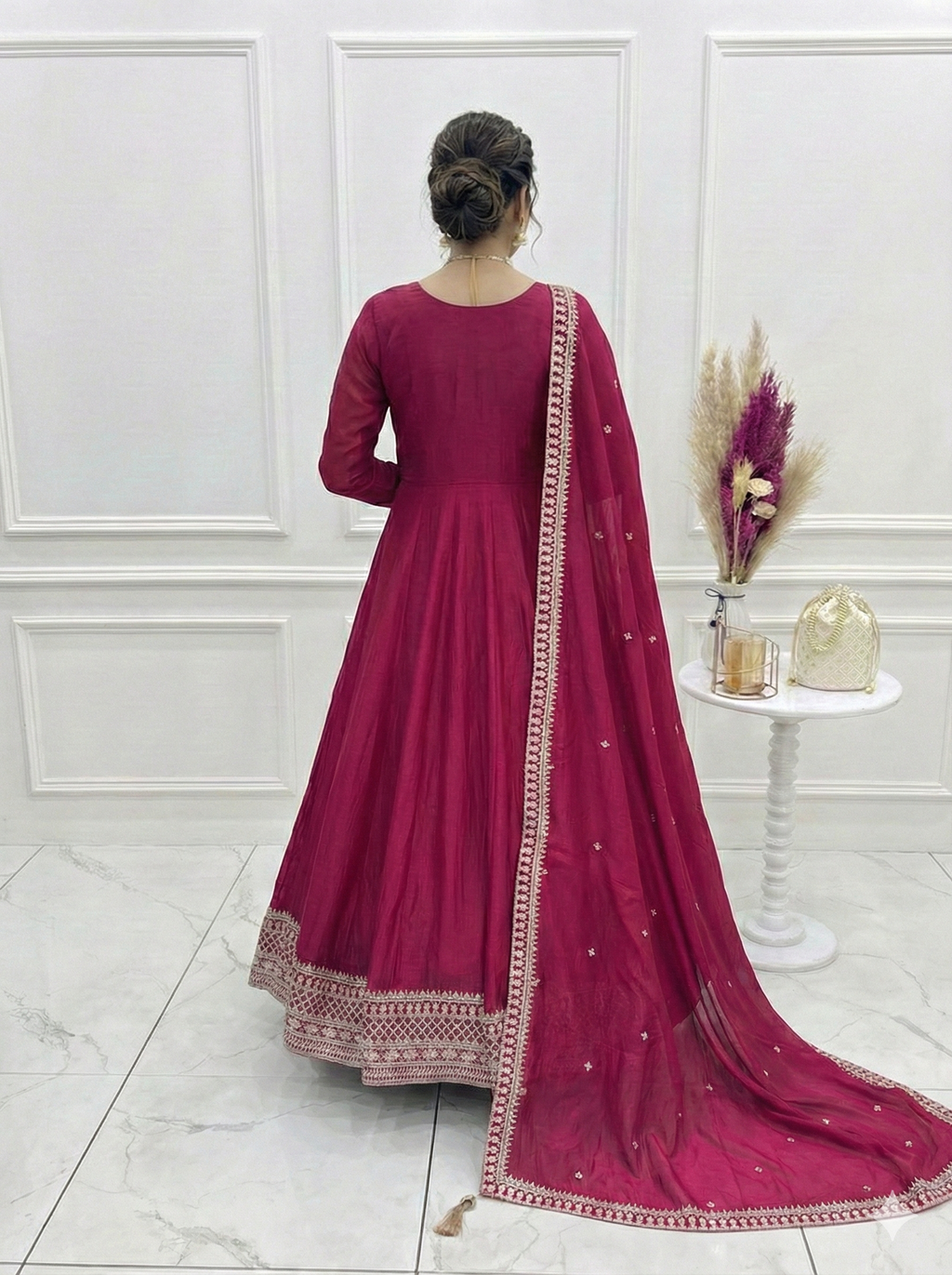 Eloriya Dark Piink Shades Premium Quality Anarkali Suit Set - XL [42] | Eloriya India